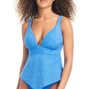 Bar III Cobalt Textured Tankini Top